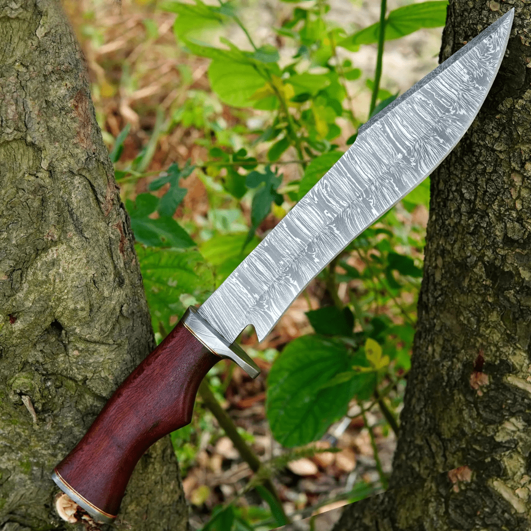WARCUT V3 Damascus Survival Blade with Leather Sheath