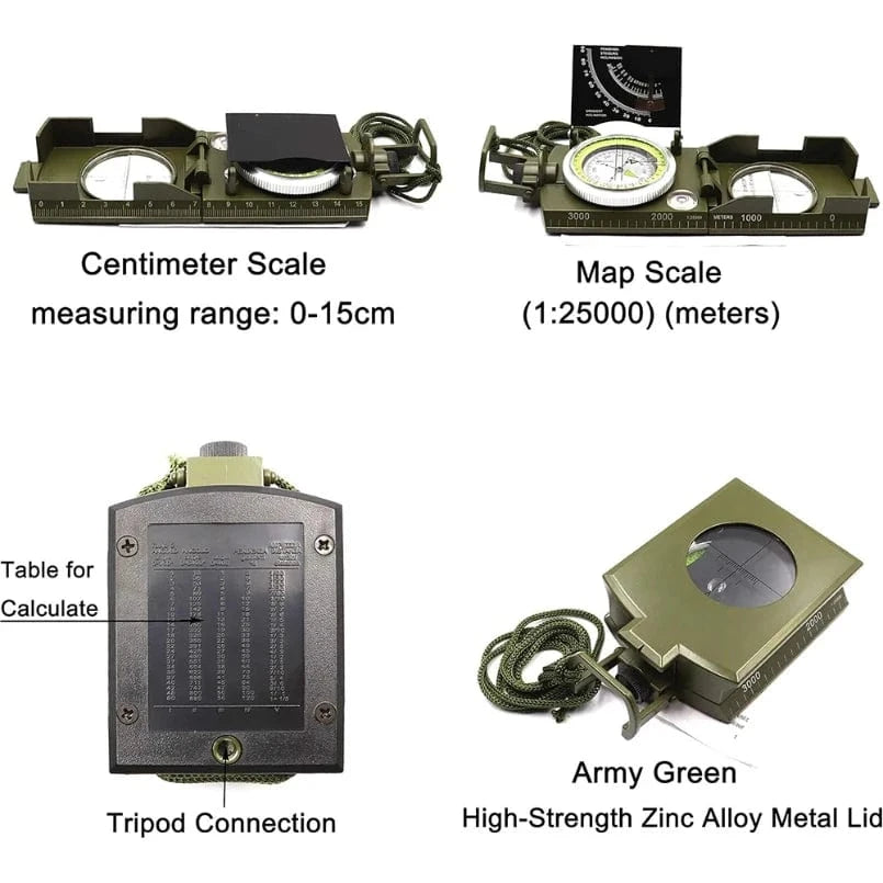 TACTICAL MILITARY COMPASS – Waterproof Fluorescent Survival Navigator