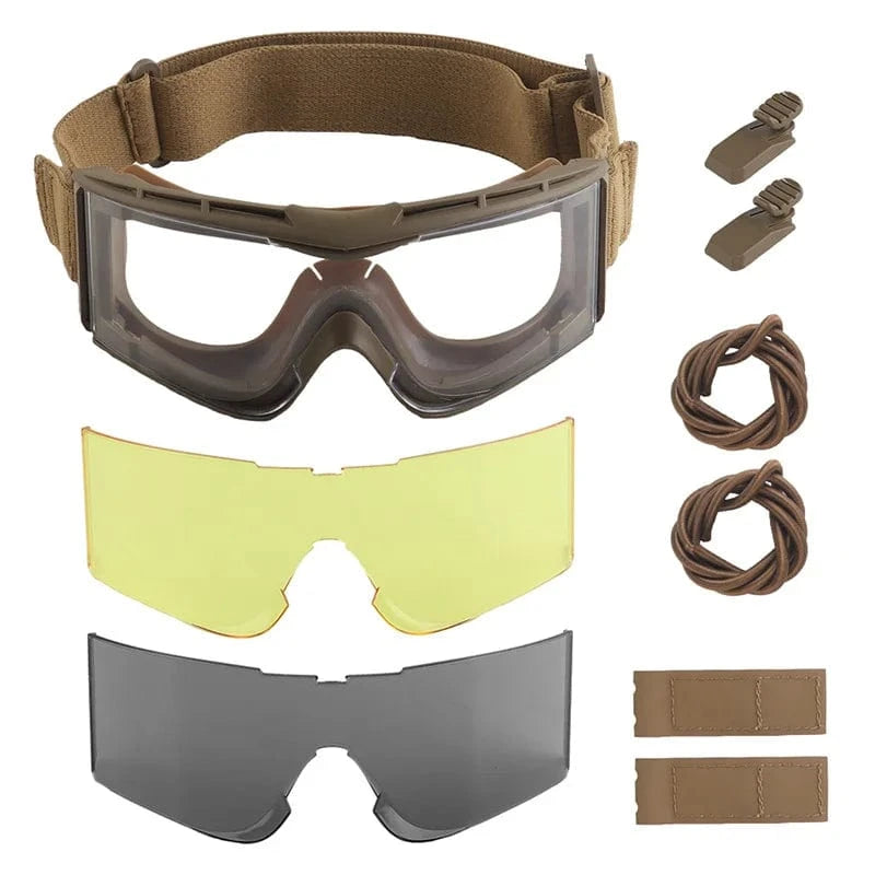 FALCON-V3 IMPACT GOGGLES – 3-Lens Tactical Set for Helmet Ops