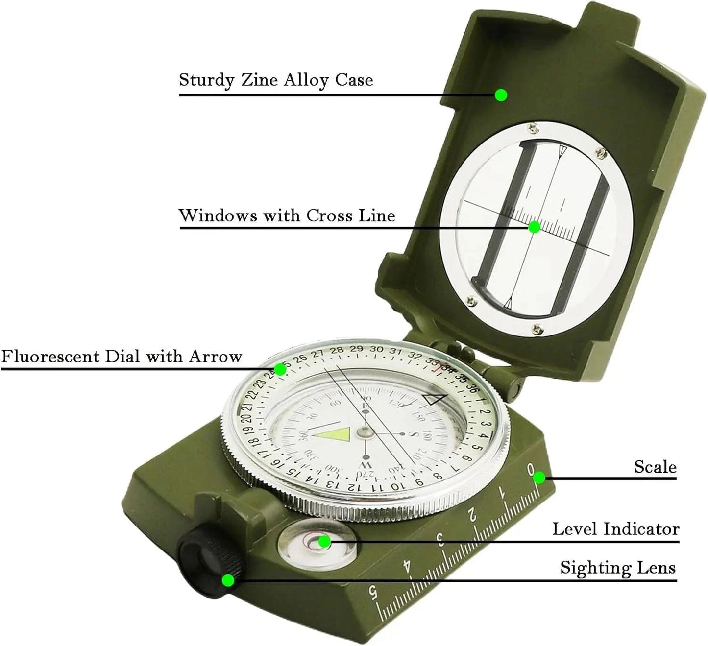 TACTICAL MILITARY COMPASS – Waterproof Fluorescent Survival Navigator