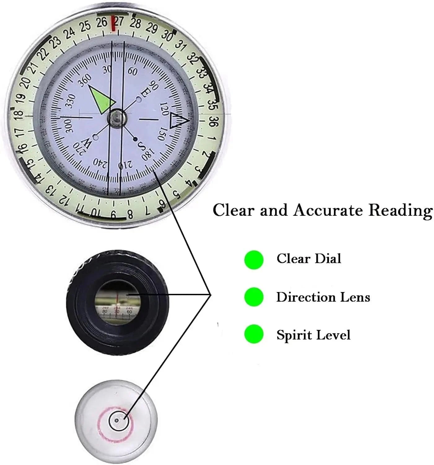 TACTICAL MILITARY COMPASS – Waterproof Fluorescent Survival Navigator