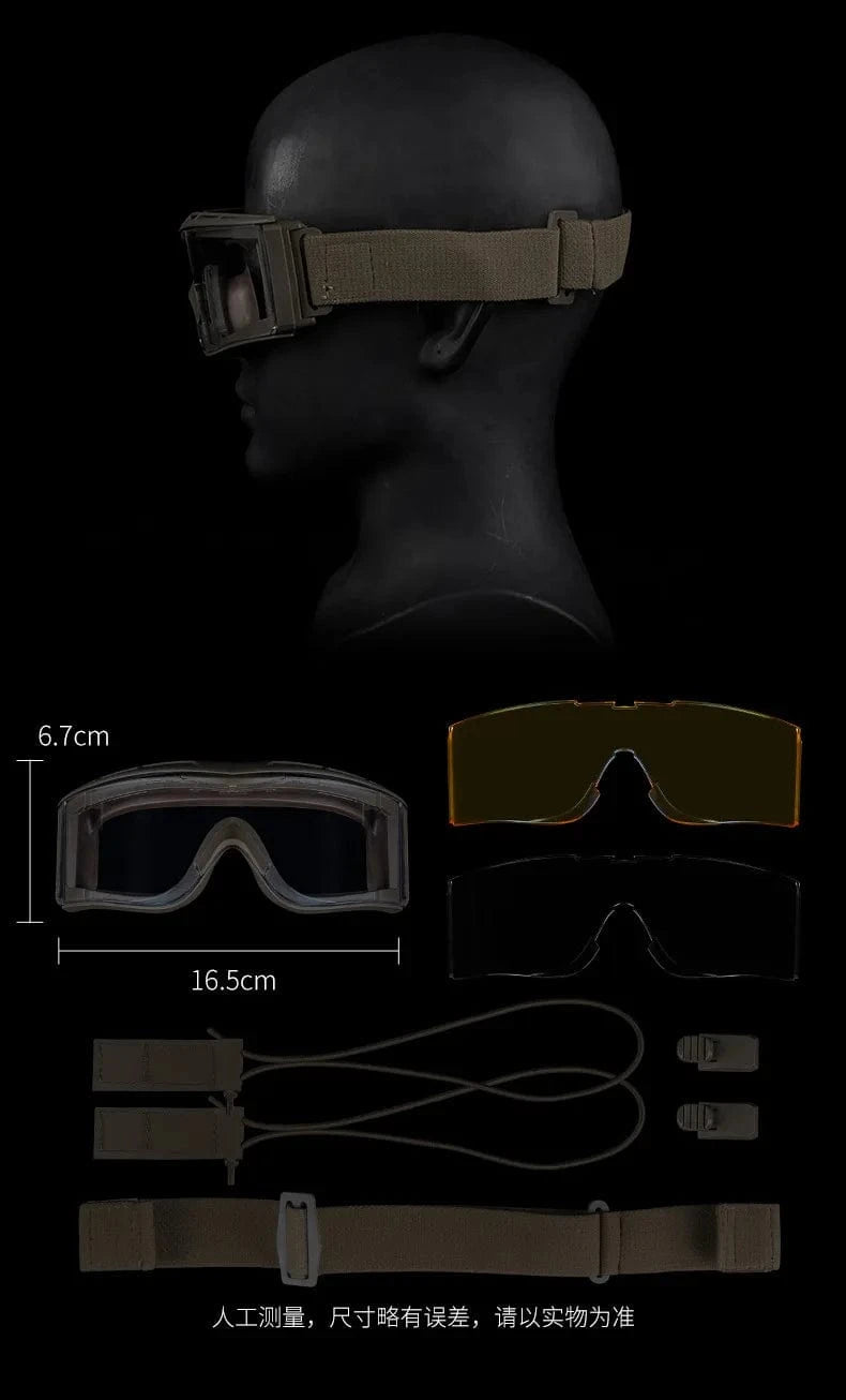 FALCON-V3 IMPACT GOGGLES – 3-Lens Tactical Set for Helmet Ops