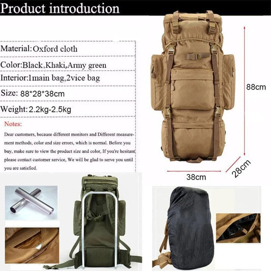 STRONGHOLD 100L Tactical Field Pack – Heavy-Duty 1000D Backpack with Frame & Rain Cover