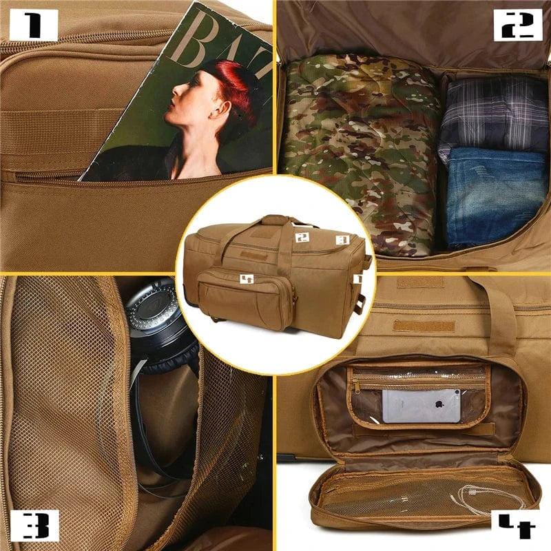 WARWHEEL 120 – Rolling Tactical Deployment Duffel (Wheeled, Heavy-Duty, High-Capacity)