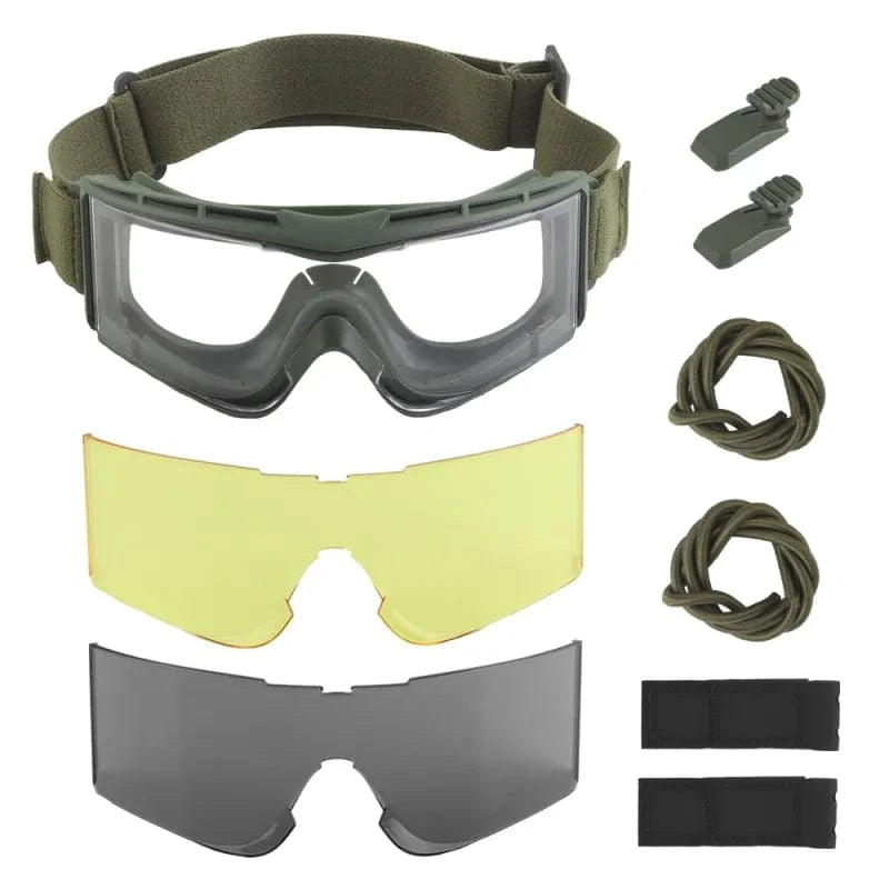 FALCON-V3 IMPACT GOGGLES – 3-Lens Tactical Set for Helmet Ops