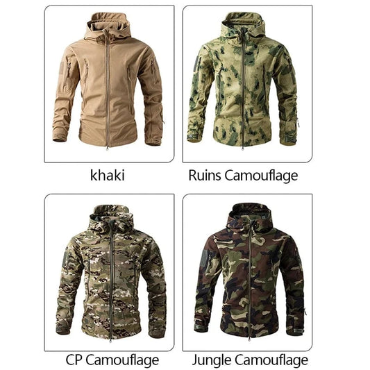 LURKSKIN TACTICAL SOFT SHELL – Waterproof Fleece-Lined Combat Jacket with Camo Hood