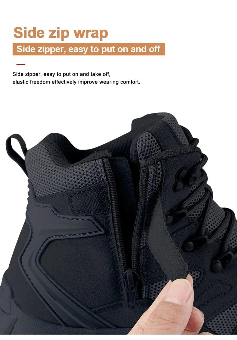 HELLRAID X7 – Tactical Combat Boots, Side-Zip, Mid-Calf, Reinforced Sole, Ops-Ready