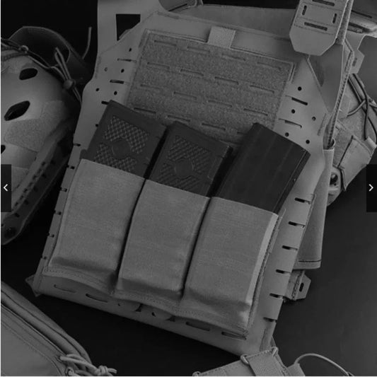 Lightweight Elastic Triple Mag Pouch – MOLLE 5.56 / 7.62 Tactical Carrier