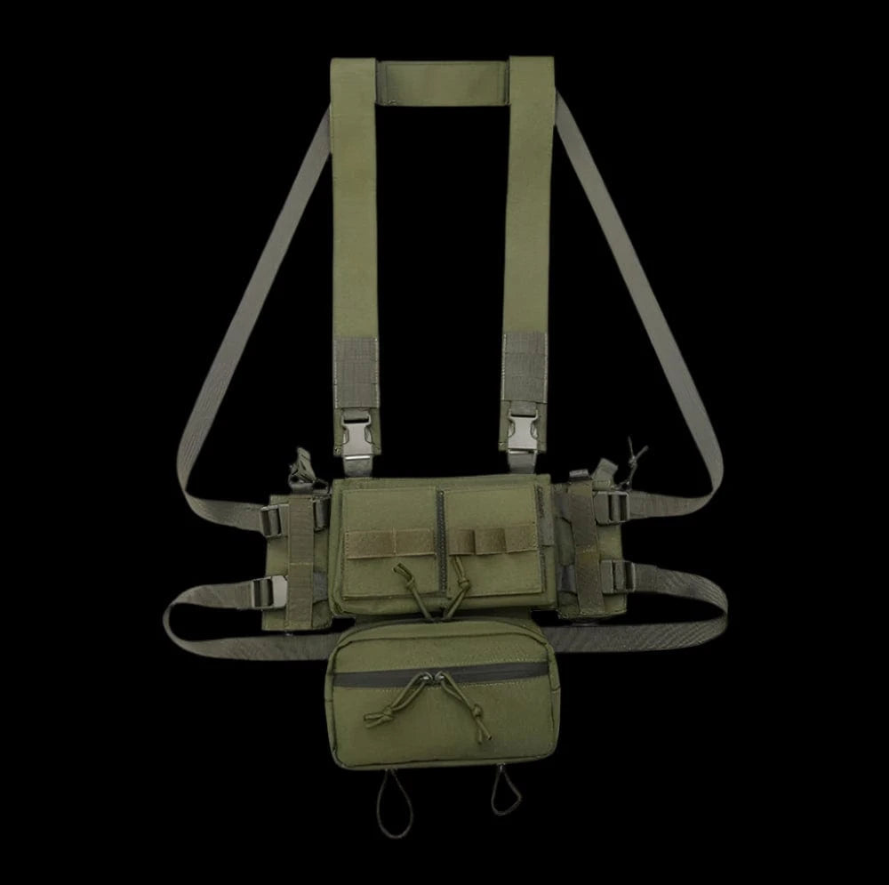 MK3 Tactical Chest Rig with Fat Strap Harness, Wing Pouches, and Dangler Utility Pouch