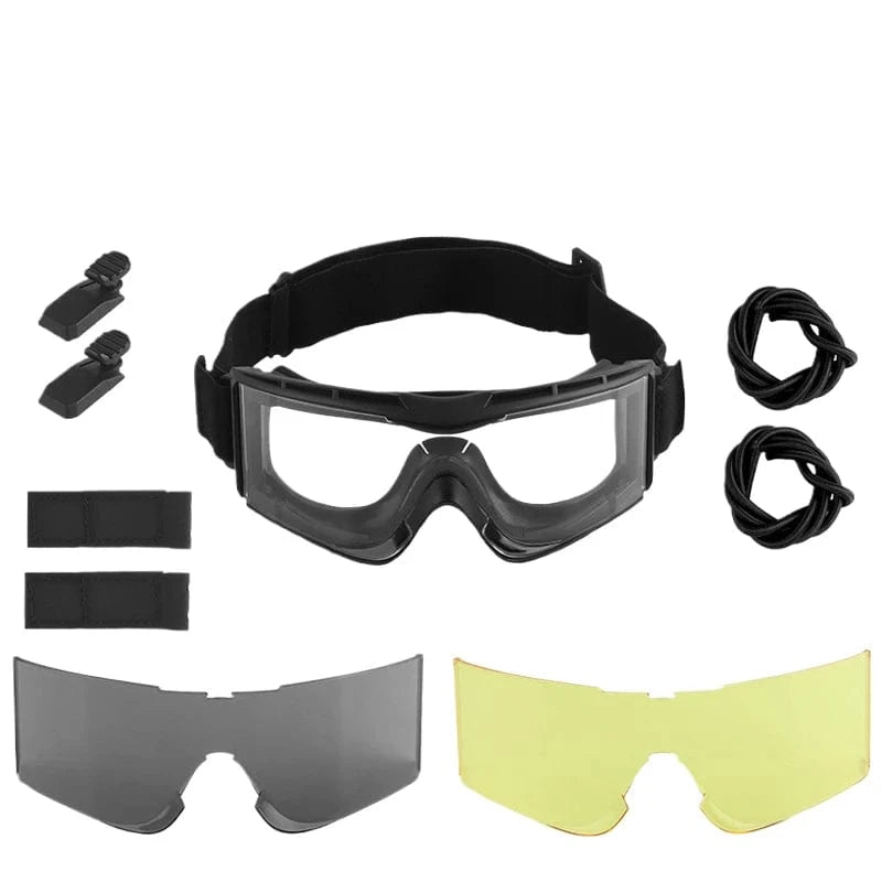 FALCON-V3 IMPACT GOGGLES – 3-Lens Tactical Set for Helmet Ops