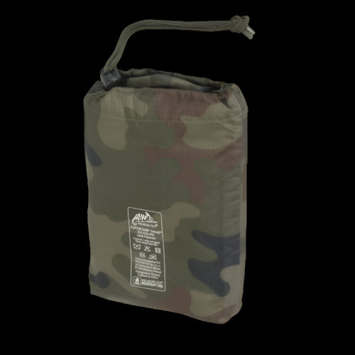 Folded Supertarp Small stored in camouflage pouch with branding