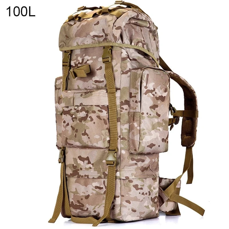 STRONGHOLD 100L Tactical Field Pack – Heavy-Duty 1000D Backpack with Frame & Rain Cover