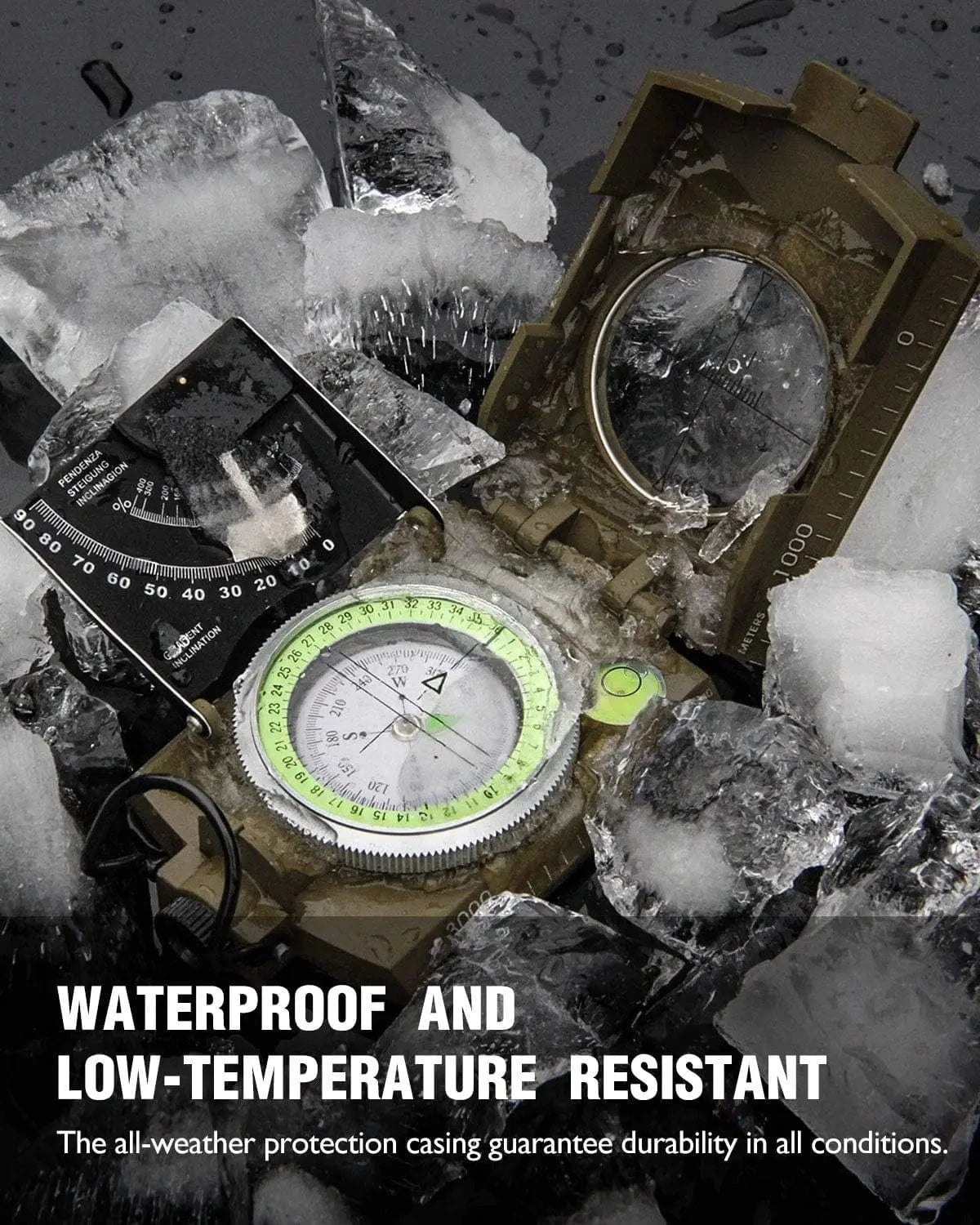 TACTICAL MILITARY COMPASS – Waterproof Fluorescent Survival Navigator