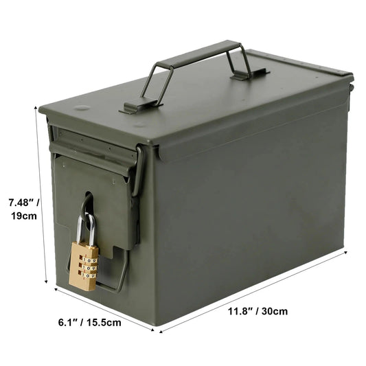 STRONGHOLD 50 Cal Steel Ammo Can – Lockable Military-Style Waterproof Storage Box