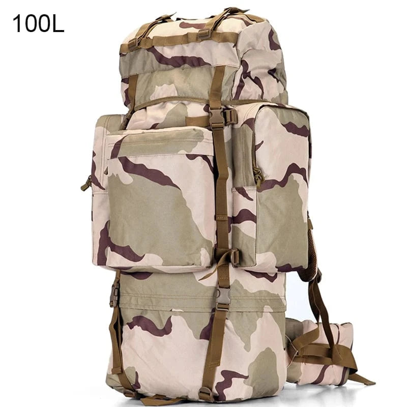 STRONGHOLD 100L Tactical Field Pack – Heavy-Duty 1000D Backpack with Frame & Rain Cover