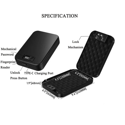 BLACKVAULT OS300C Tactical Micro Gun Safe – Password Lock + Steel Security Tether