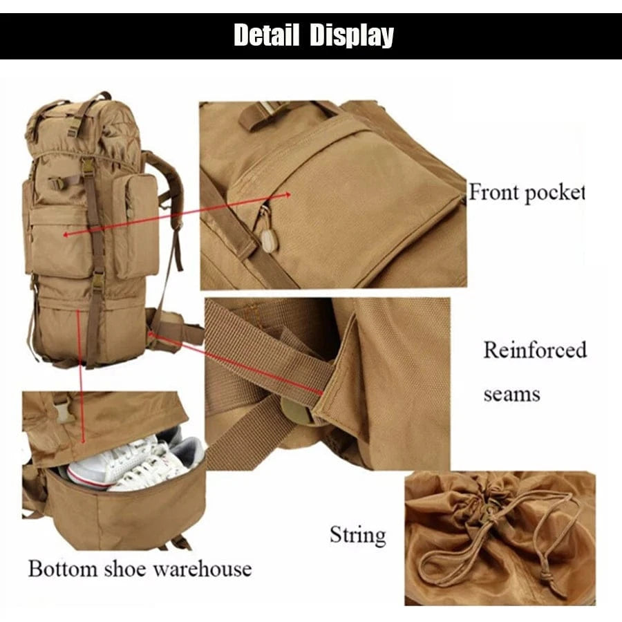 STRONGHOLD 100L Tactical Field Pack – Heavy-Duty 1000D Backpack with Frame & Rain Cover