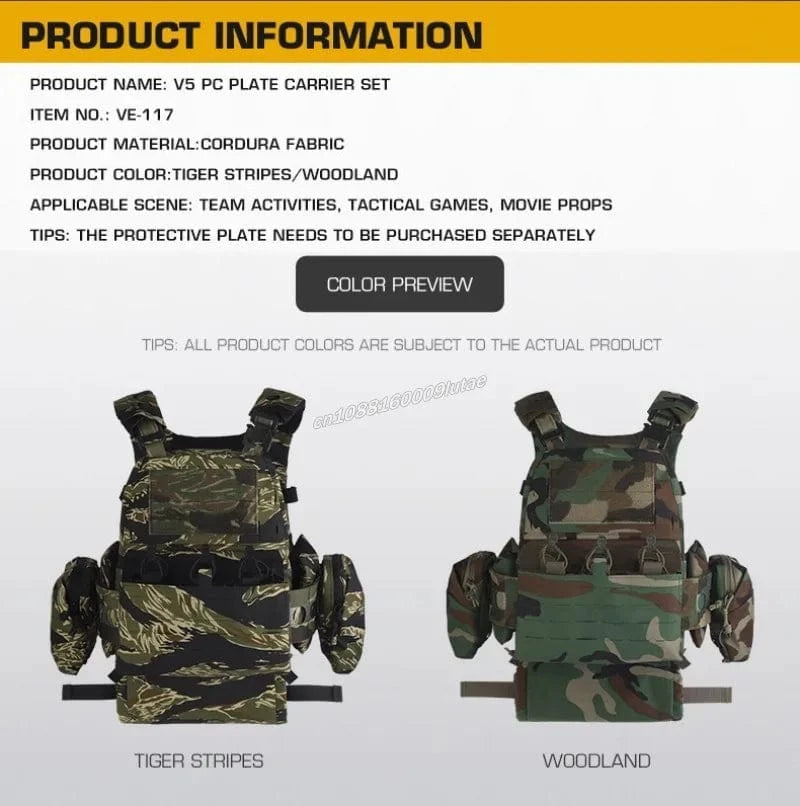 FIRELINE V5 – Modular Plate Carrier Set w/ Quick-Detach Front Panel + Mag Pouch System