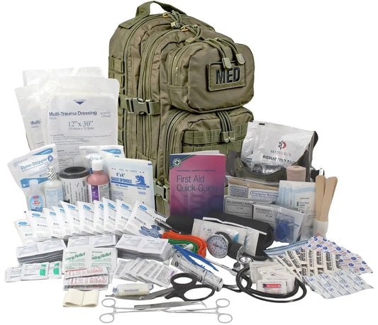 ARES-X Tactical Trauma Kit – Fully Stocked First Responder Medical Backpack (Olive Drab)
