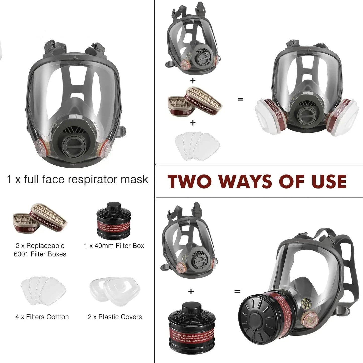NOMAD-40 Full Face Respirator Mask with 40mm Activated Carbon Filter