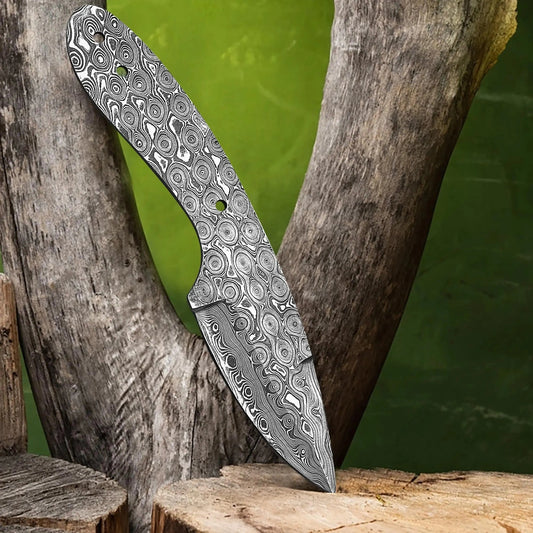 FORGELINE D2 – Damascus Blade Blank (RainDrop Pattern)