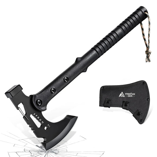 Side view of Freelander tomahawk showing reinforced handle and compact sheath