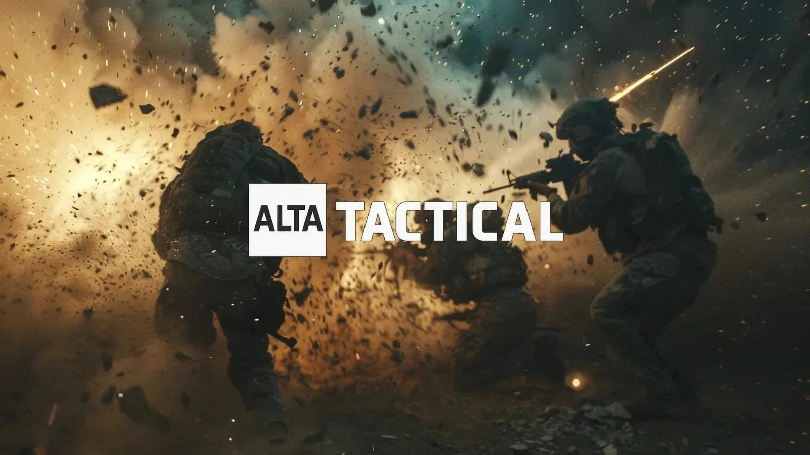 Tactical operators in action, explosions and dust in a combat atmosphere