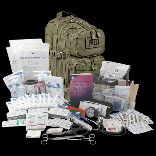 ARES-X Tactical Trauma Kit – Fully Stocked First Responder Medical Backpack (Olive Drab)