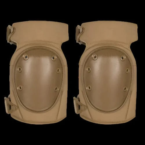 Coyote tactical knee pads with reinforced cap and durable dual-strap setup