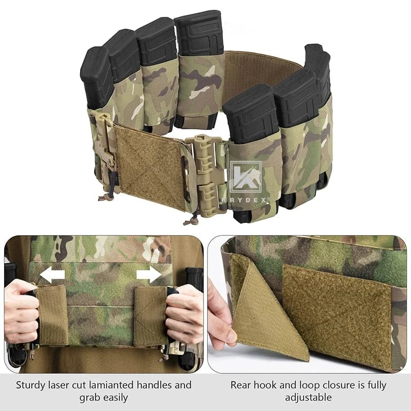 KRYDEX Elastic Quick Release Cummerbund with 4 AR Mag Pouches – Tactical Stretch Vest Side Panel (2pcs)