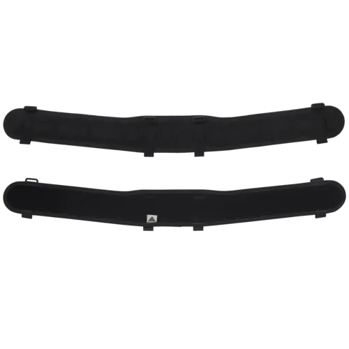 Black tactical belt sleeve with stealth MOLLE channels and foam interior