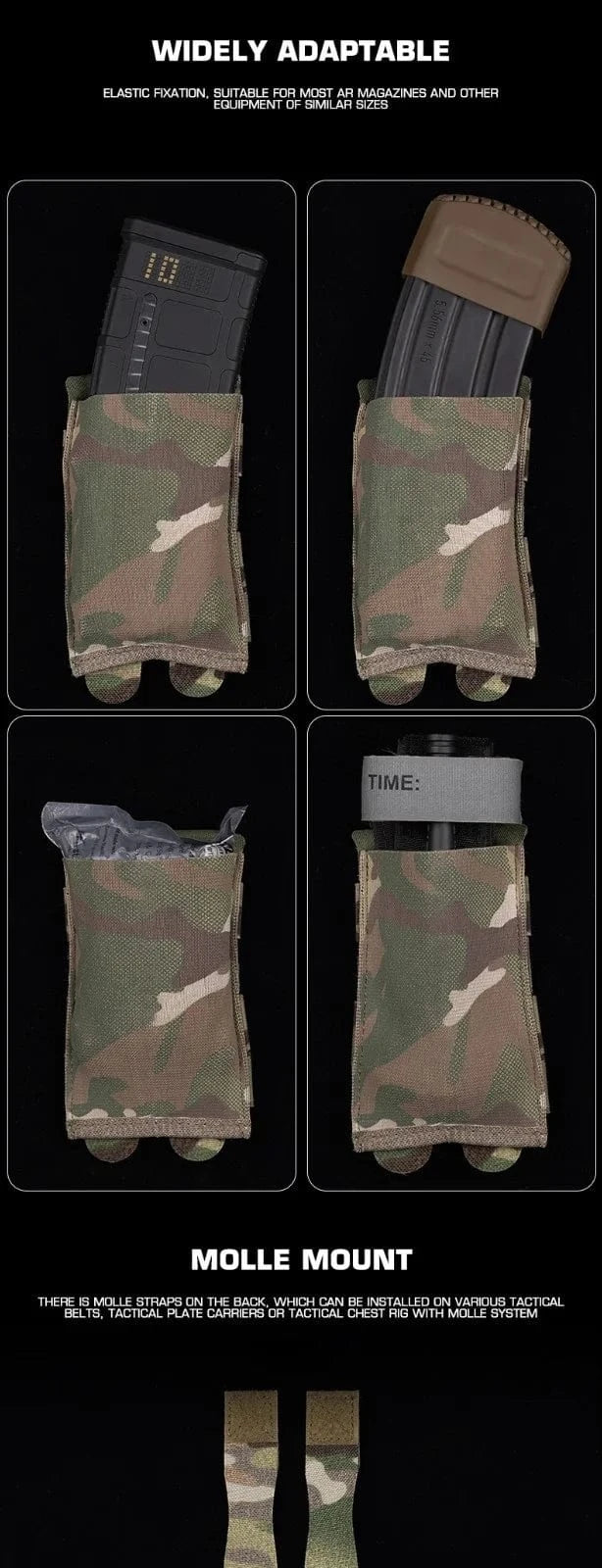 STRIKESHIFT MG-114 Elastic Mag Pouch – MOLLE Tactical 5.56 Stretch Utility Carrier