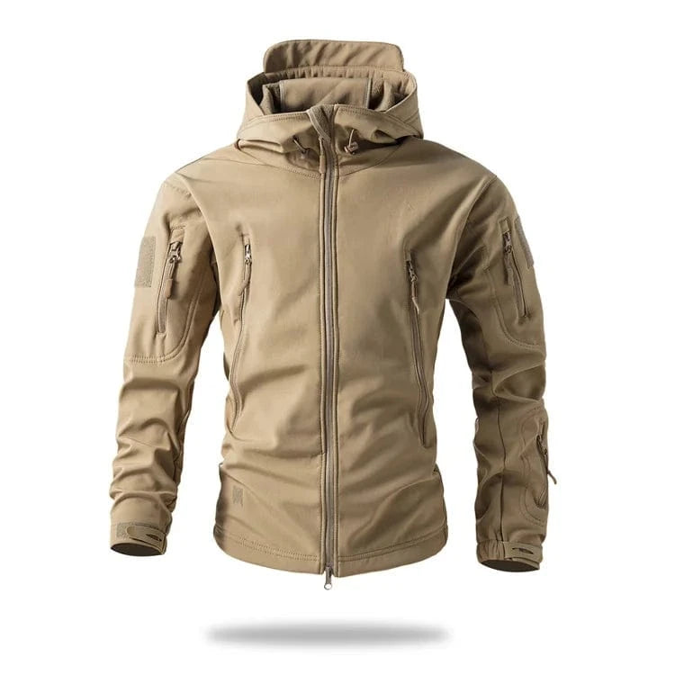 LURKSKIN TACTICAL SOFT SHELL – Waterproof Fleece-Lined Combat Jacket with Camo Hood