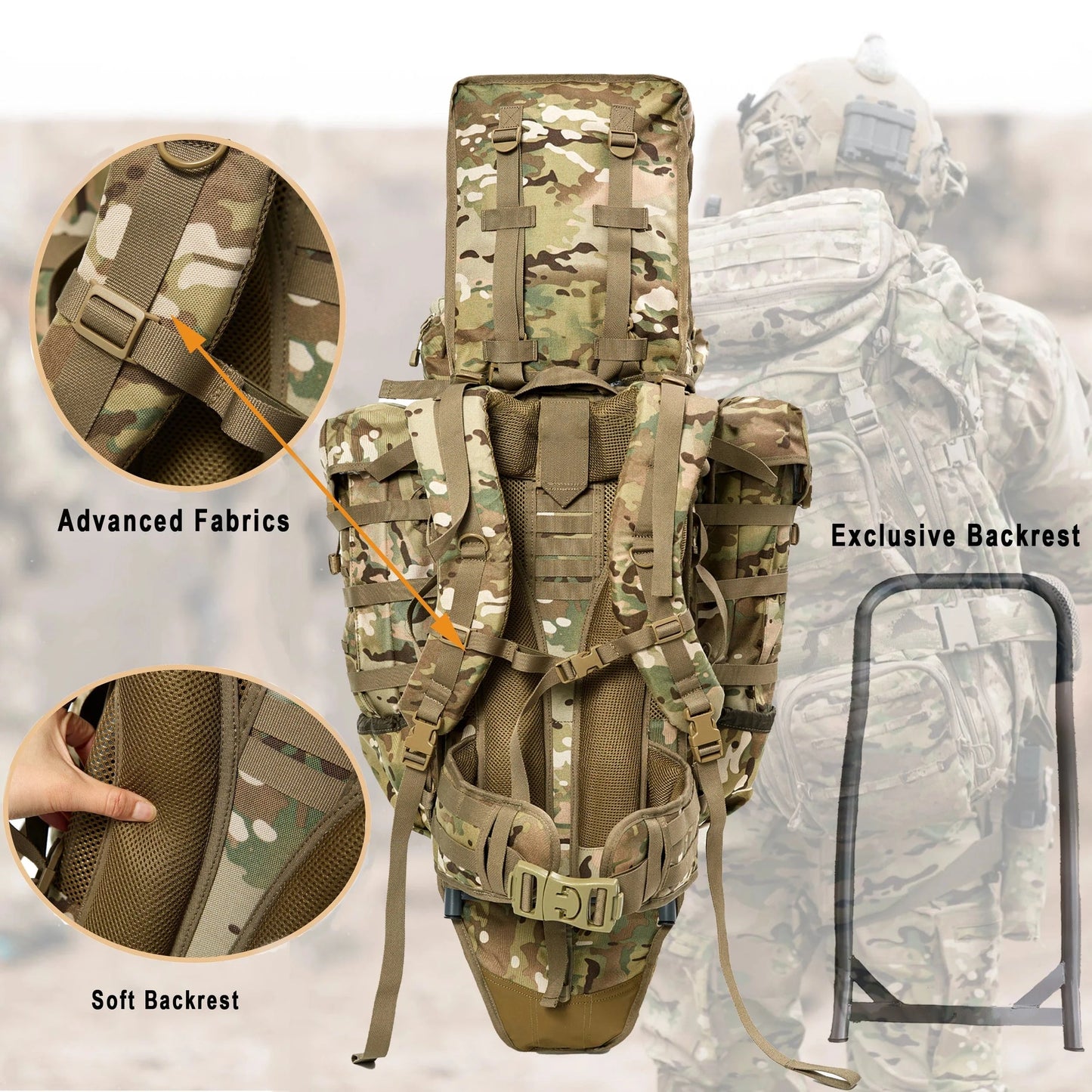 AKMAX G4 Sniper Operation Pack – Tactical Rifle Carrier Rucksack with Hydration System (80L)