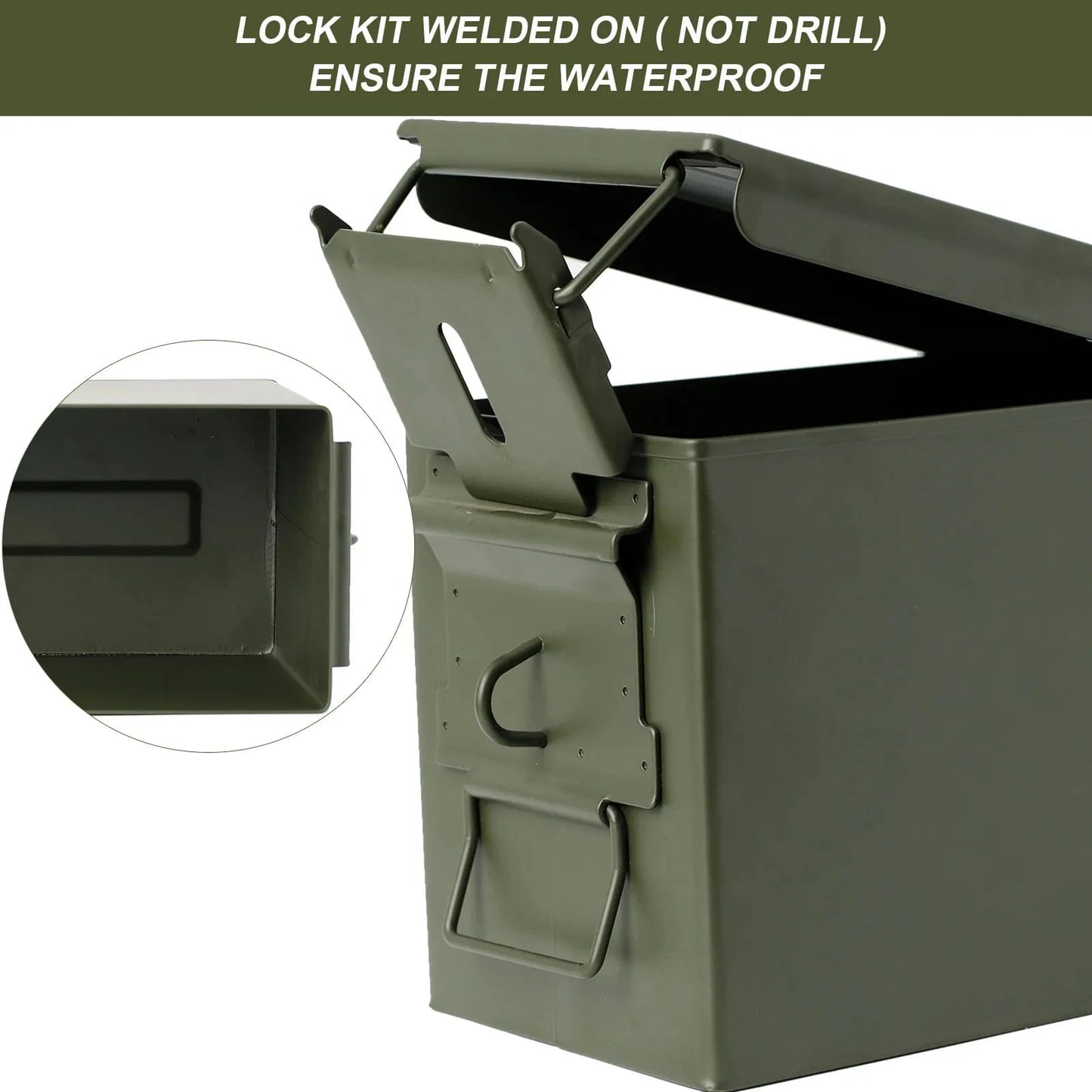 STRONGHOLD 50 Cal Steel Ammo Can – Lockable Military-Style Waterproof Storage Box