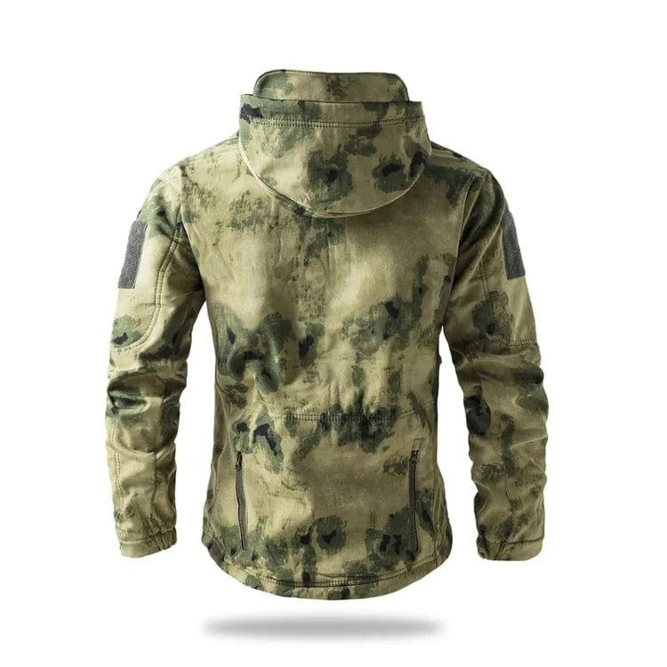 LURKSKIN TACTICAL SOFT SHELL – Waterproof Fleece-Lined Combat Jacket with Camo Hood