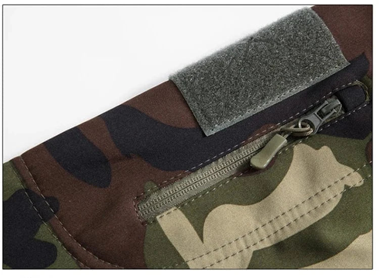 LURKSKIN TACTICAL SOFT SHELL – Waterproof Fleece-Lined Combat Jacket with Camo Hood