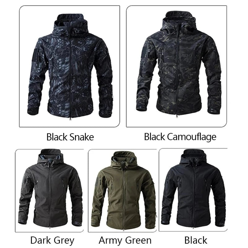 LURKSKIN TACTICAL SOFT SHELL – Waterproof Fleece-Lined Combat Jacket with Camo Hood