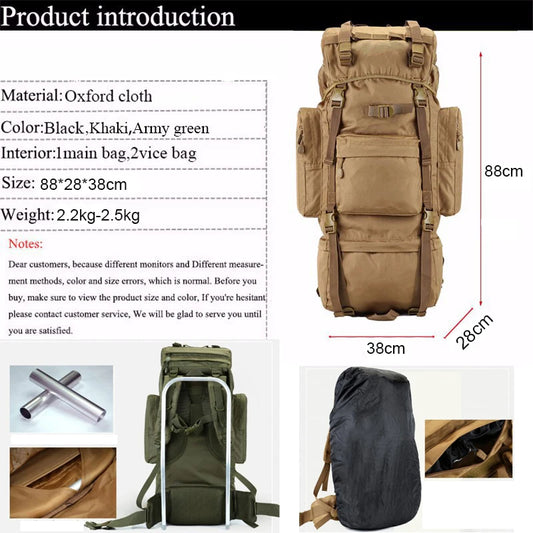 STRONGHOLD 100L Tactical Field Pack – Heavy-Duty 1000D Backpack with Frame & Rain Cover