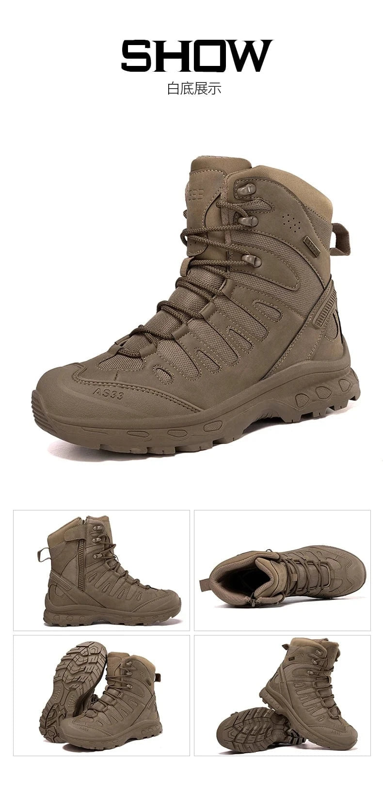 OUTRIDER V1 – Tactical Ankle Boots, Zip-Up, Waterproof, Climbing-Grade Desert Soles