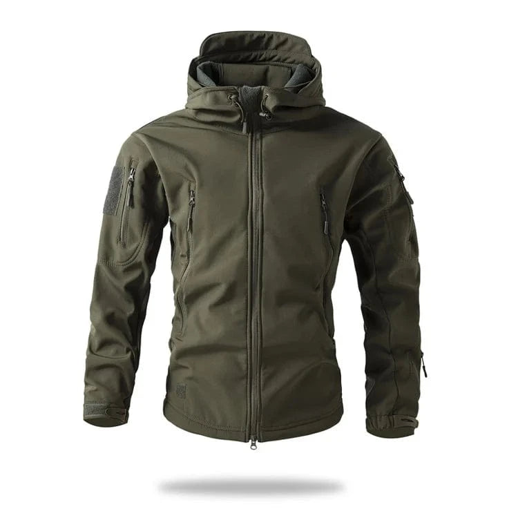 LURKSKIN TACTICAL SOFT SHELL – Waterproof Fleece-Lined Combat Jacket with Camo Hood