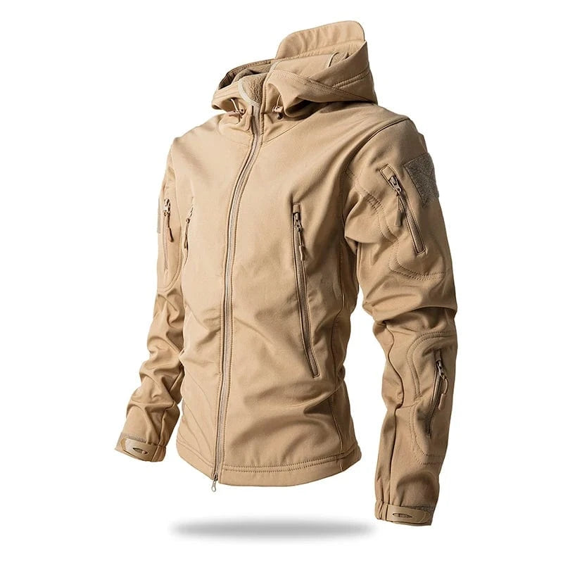 LURKSKIN TACTICAL SOFT SHELL – Waterproof Fleece-Lined Combat Jacket with Camo Hood