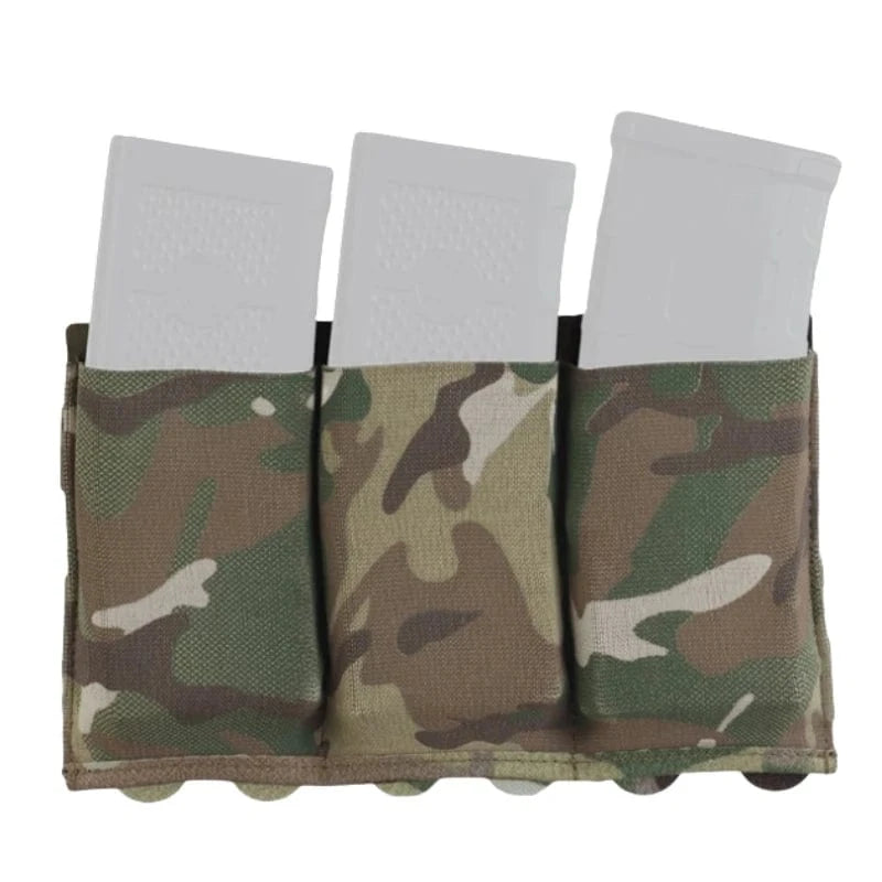 Lightweight Elastic Triple Mag Pouch – MOLLE 5.56 / 7.62 Tactical Carrier
