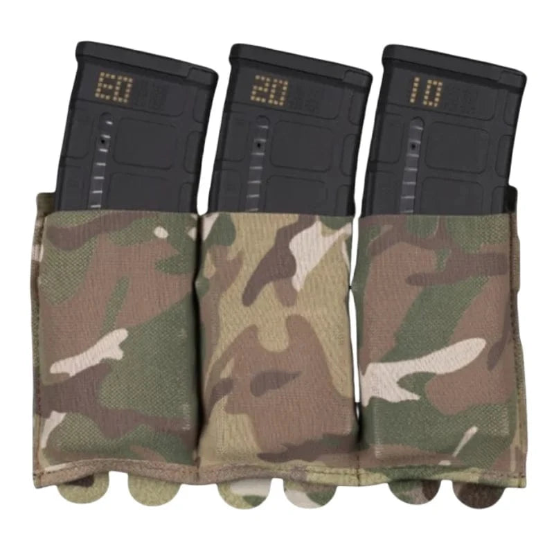 Lightweight Elastic Triple Mag Pouch – MOLLE 5.56 / 7.62 Tactical Carrier