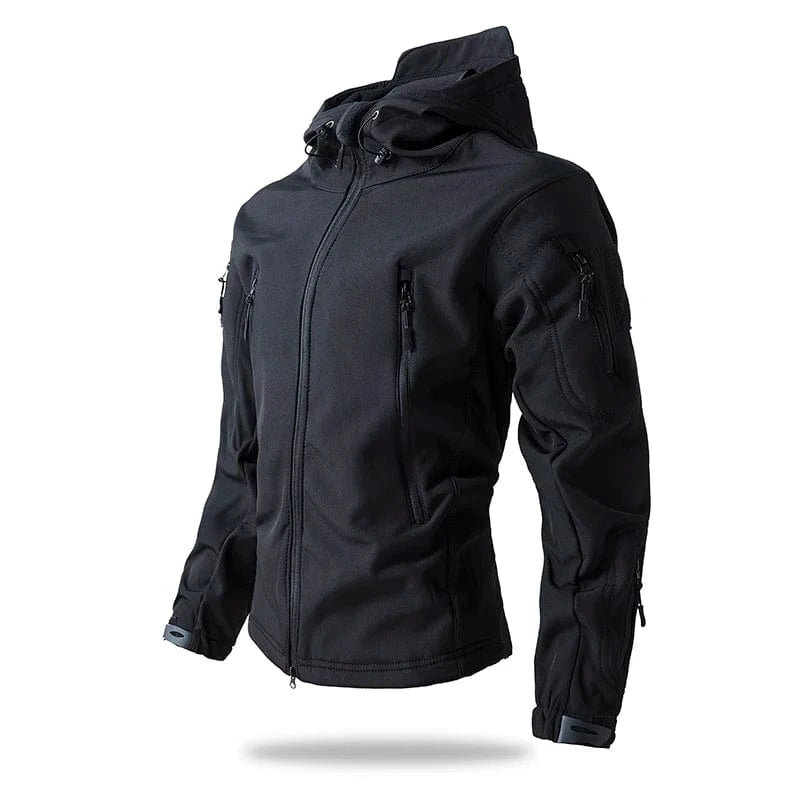 LURKSKIN TACTICAL SOFT SHELL – Waterproof Fleece-Lined Combat Jacket with Camo Hood