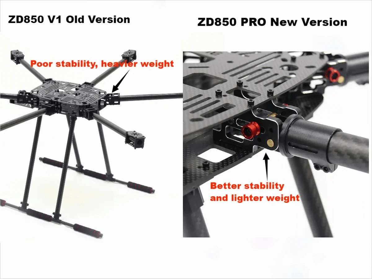 ZD850 / ZD960 FULL CARBON HEXA-FRAME – Tactical Foldable Hexacopter Kit for FPV & PIXHAWK
