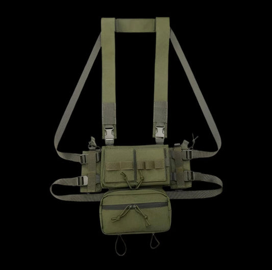 MK3 Tactical Chest Rig with Fat Strap Harness, Wing Pouches, and Dangler Utility Pouch