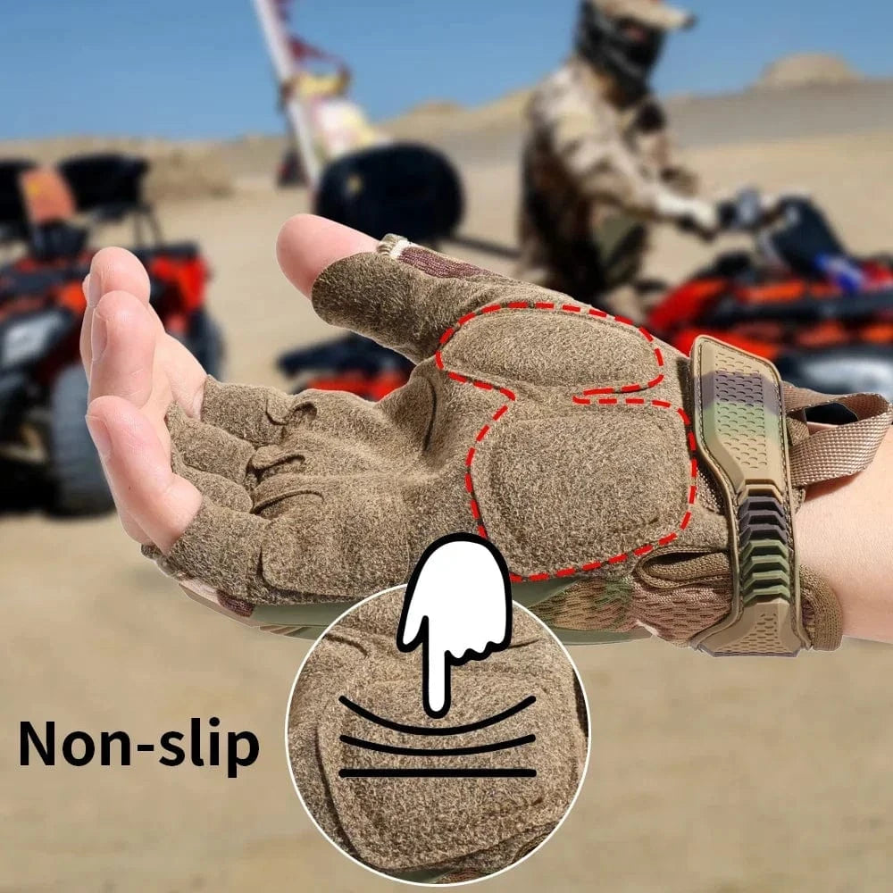 VANGUARD B53 – Tactical Fingerless Gloves, Reinforced Palm, Breathable Grip, Half-Finger Ops