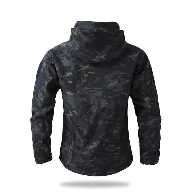 LURKSKIN TACTICAL SOFT SHELL – Waterproof Fleece-Lined Combat Jacket with Camo Hood