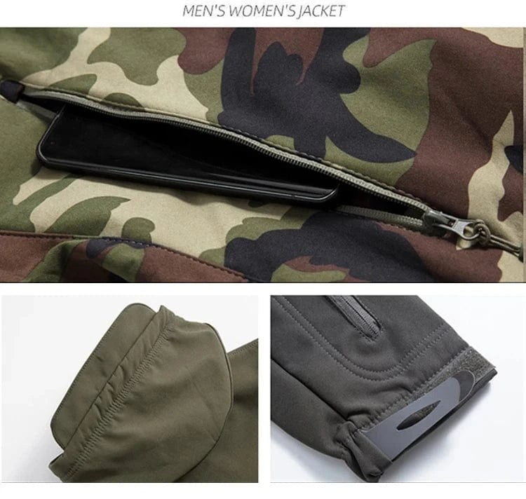 LURKSKIN TACTICAL SOFT SHELL – Waterproof Fleece-Lined Combat Jacket with Camo Hood